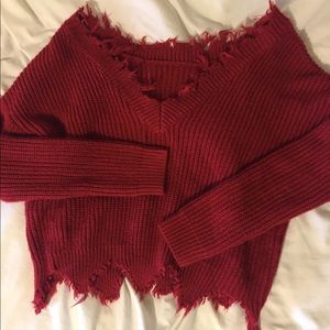 Distressed Red Sweater